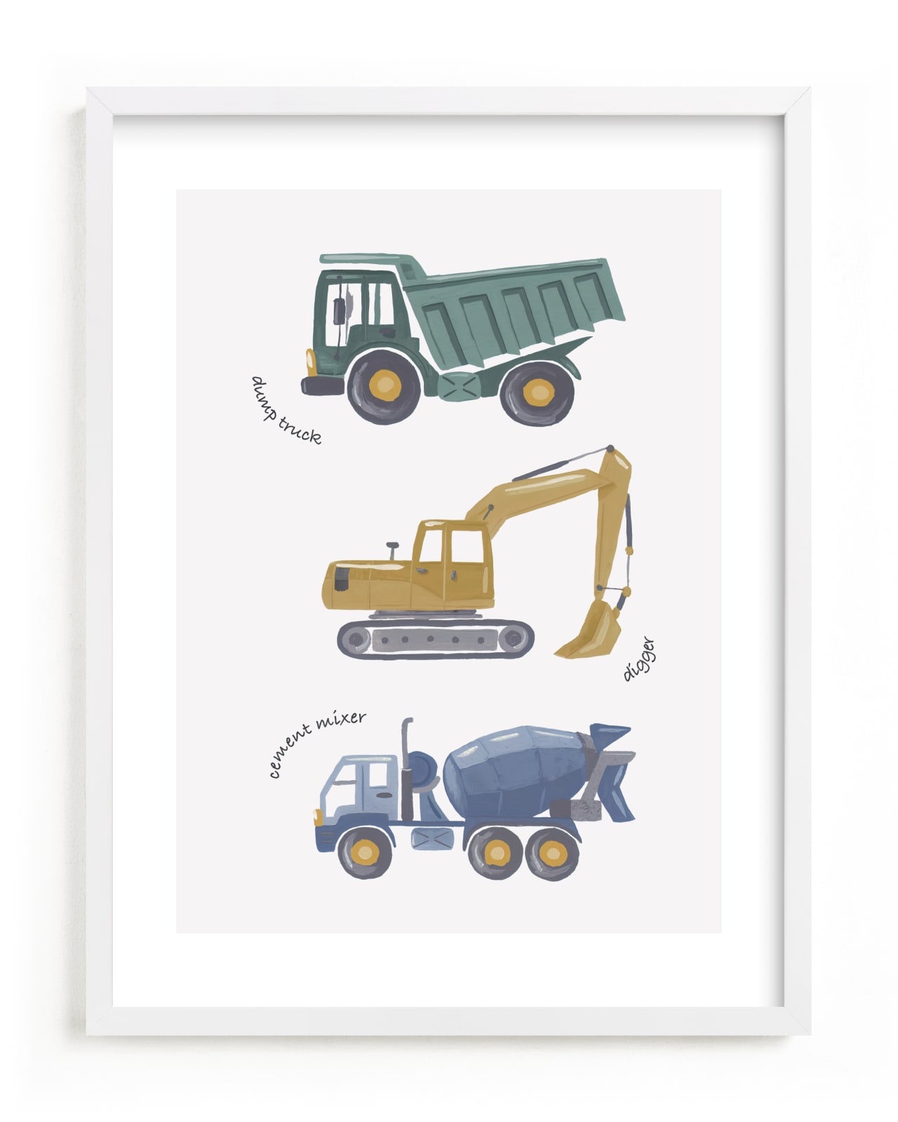 "Tons of Trucks" by Alice Nelen in beautiful frame options and a variety of sizes.