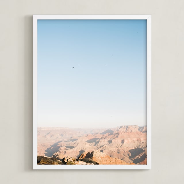 "Birds Over the Canyon" - Art Print in Desert Sky Blue by Anna Western - Framed