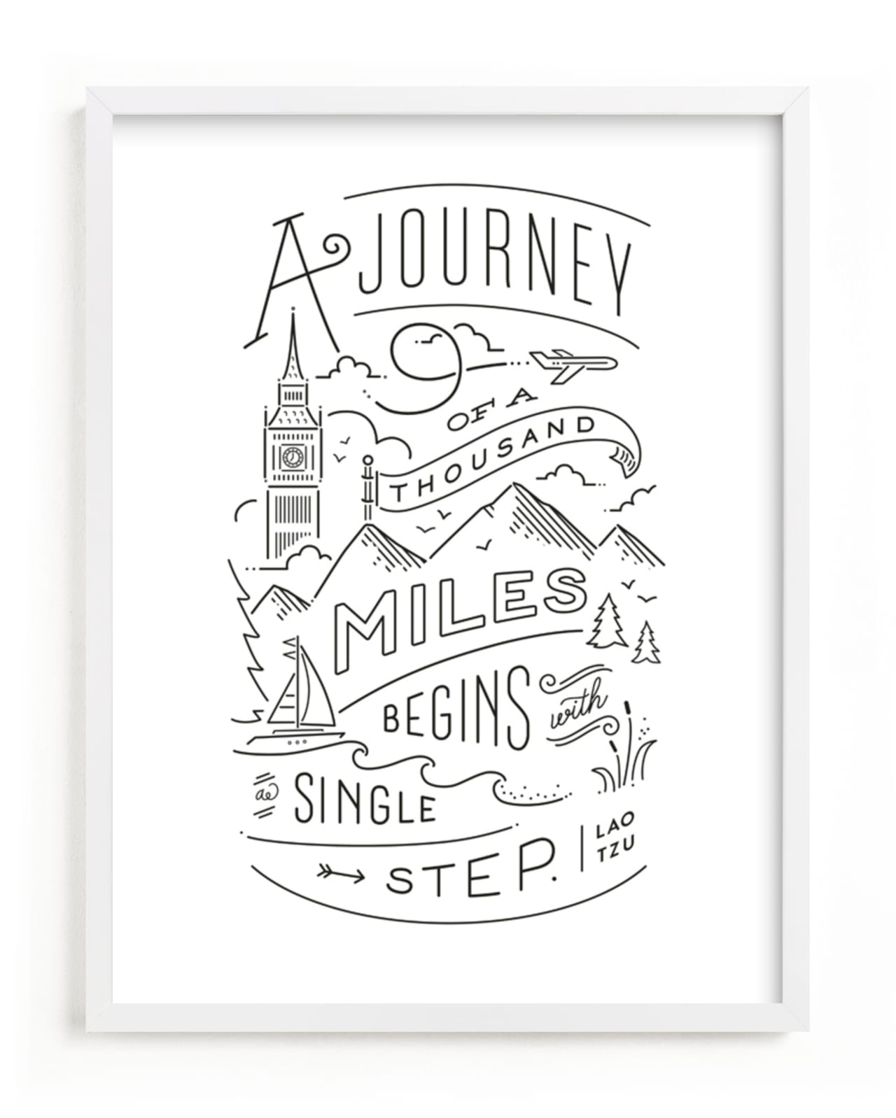 "Journey of a thousand miles" - Art Print by Jennifer Wick in beautiful frame options and a variety of sizes.