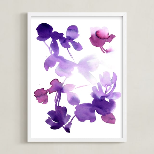 "flora II" - Art Print in lavender purple by kim stewart - Framed
