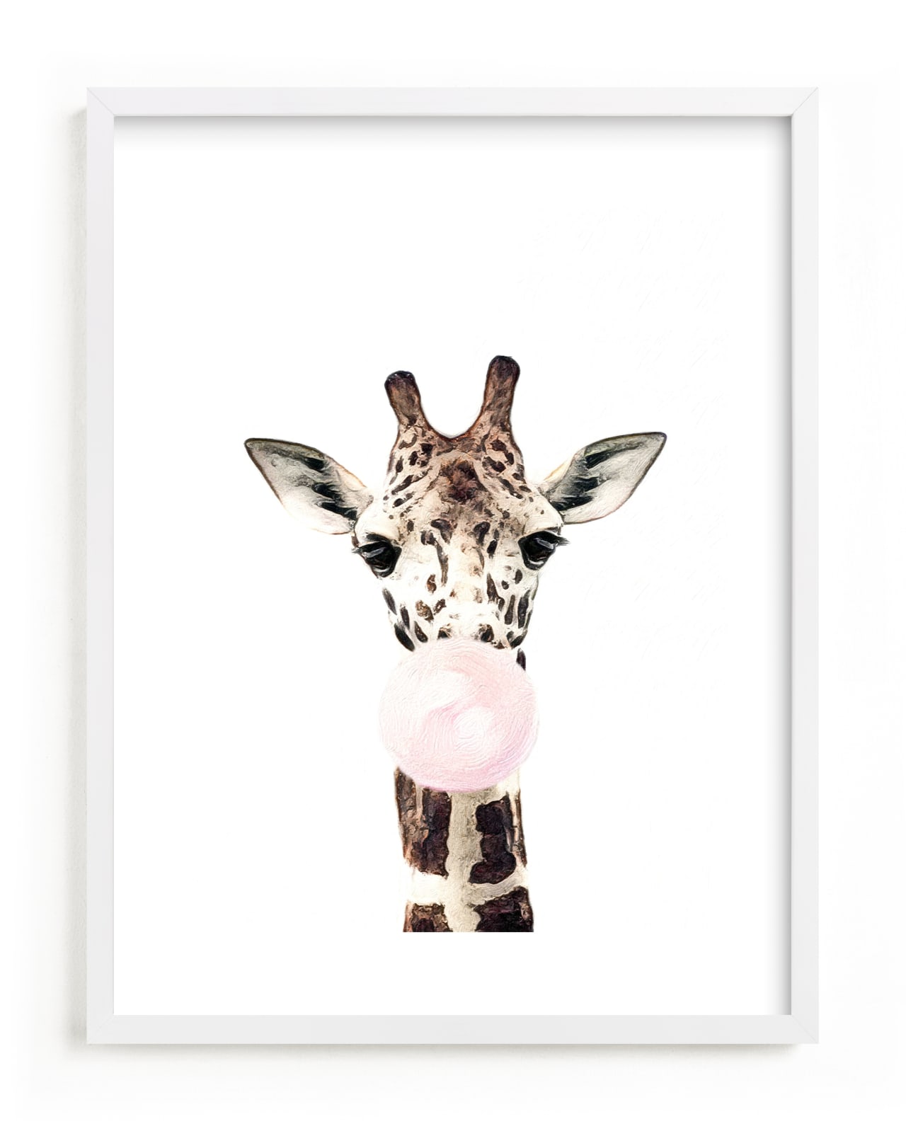 This is a brown kids wall art by Maja Cunningham called Bubblegum Animals: Giraffe.