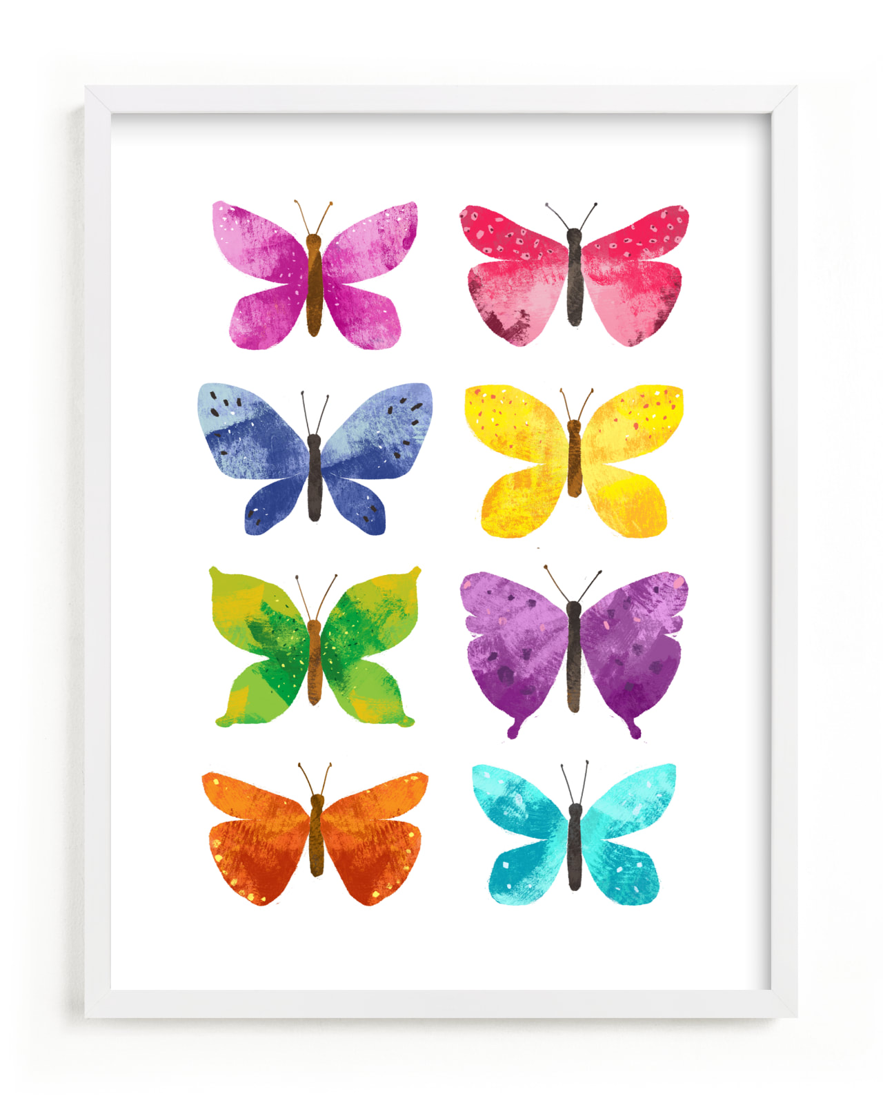 "My Butterflies" - Art Print in Butterfly Pink by Alf and Auguri - Framed