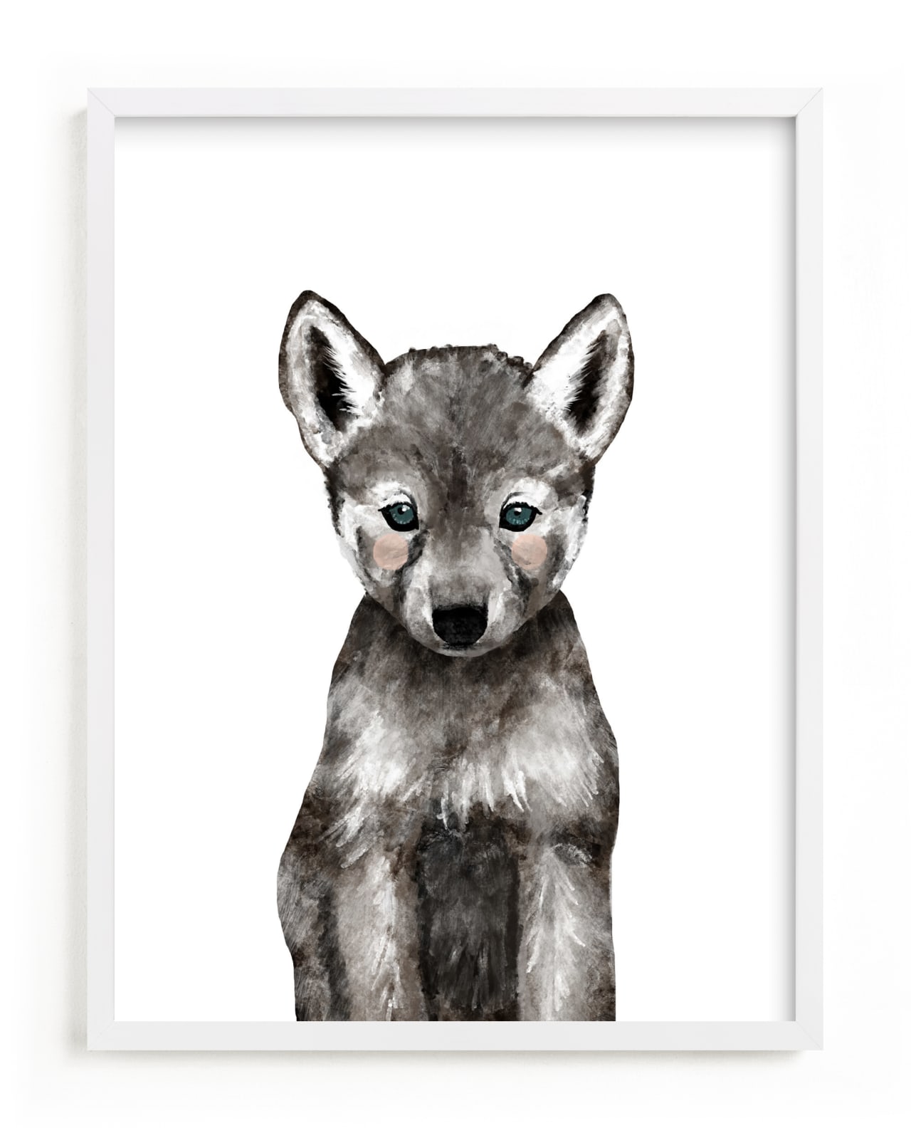 This is a brown kids wall art by Cass Loh called Baby Animal Wolf.