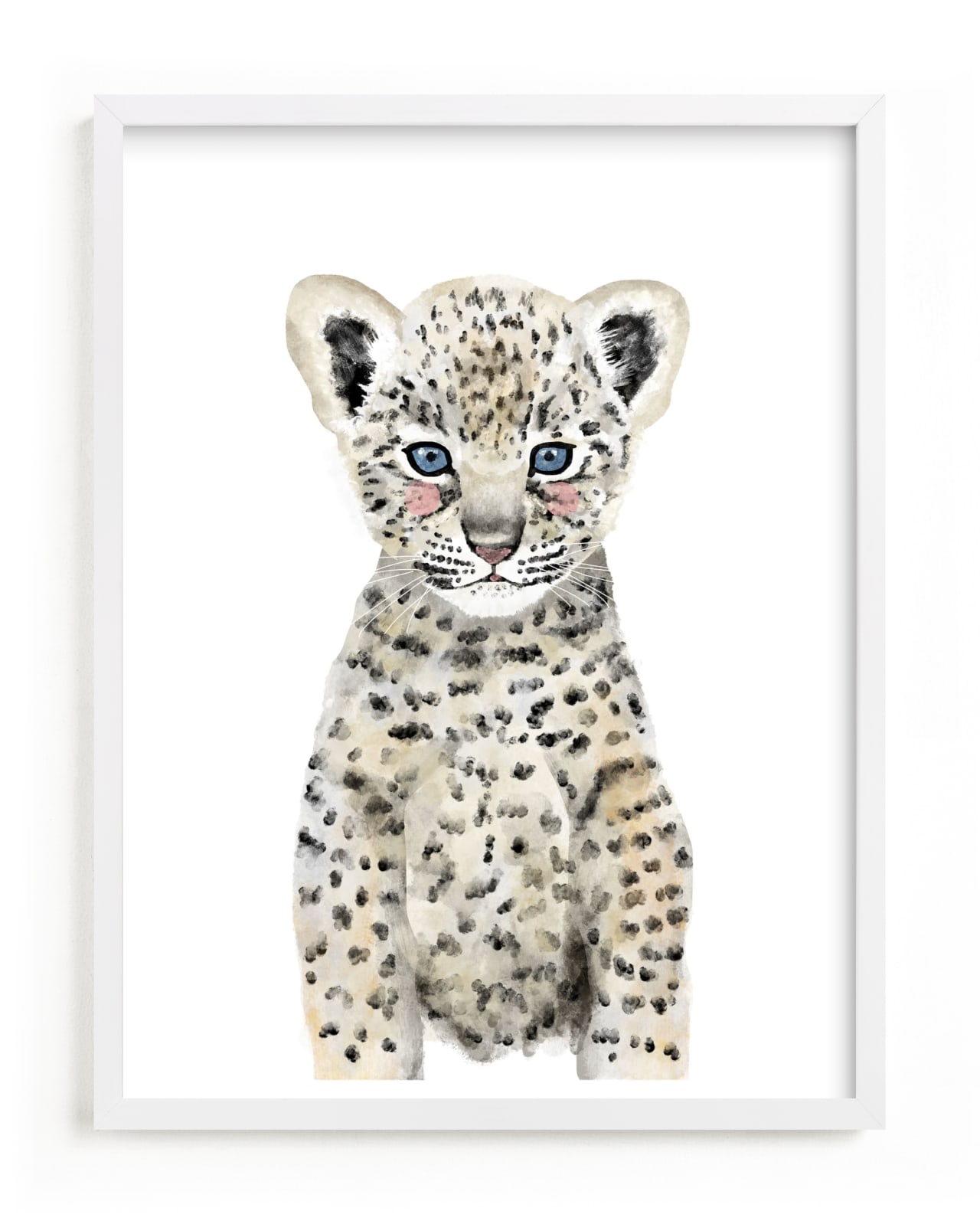 This is a grey kids wall art by Cass Loh called Baby Animal Leopard.