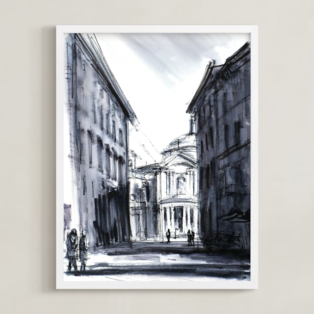 "Theater of space II" - Art Print in Shadow Blue by Cailin Nikel-Zueger - Framed
