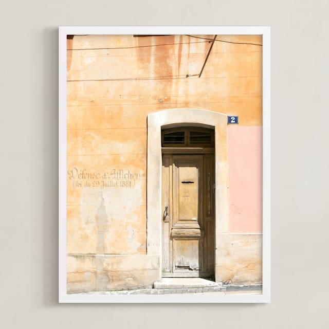 "Défense D'afficher, Marseille" - Art Print in Pale Peach by Jacquelyn Sloane Siklos - Framed