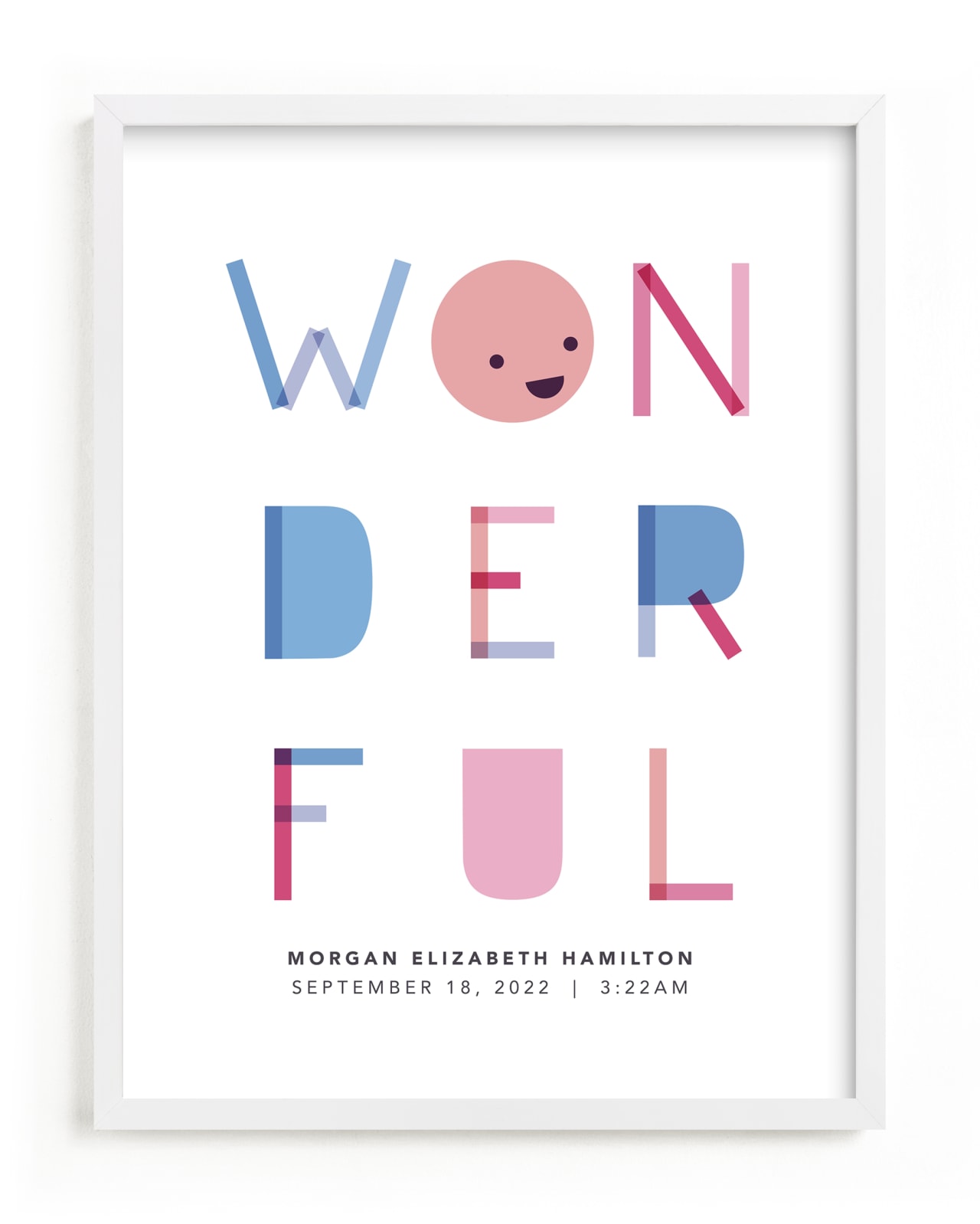 This is a pink nursery wall art by Caitlin Considine called All kinds of wonderful.