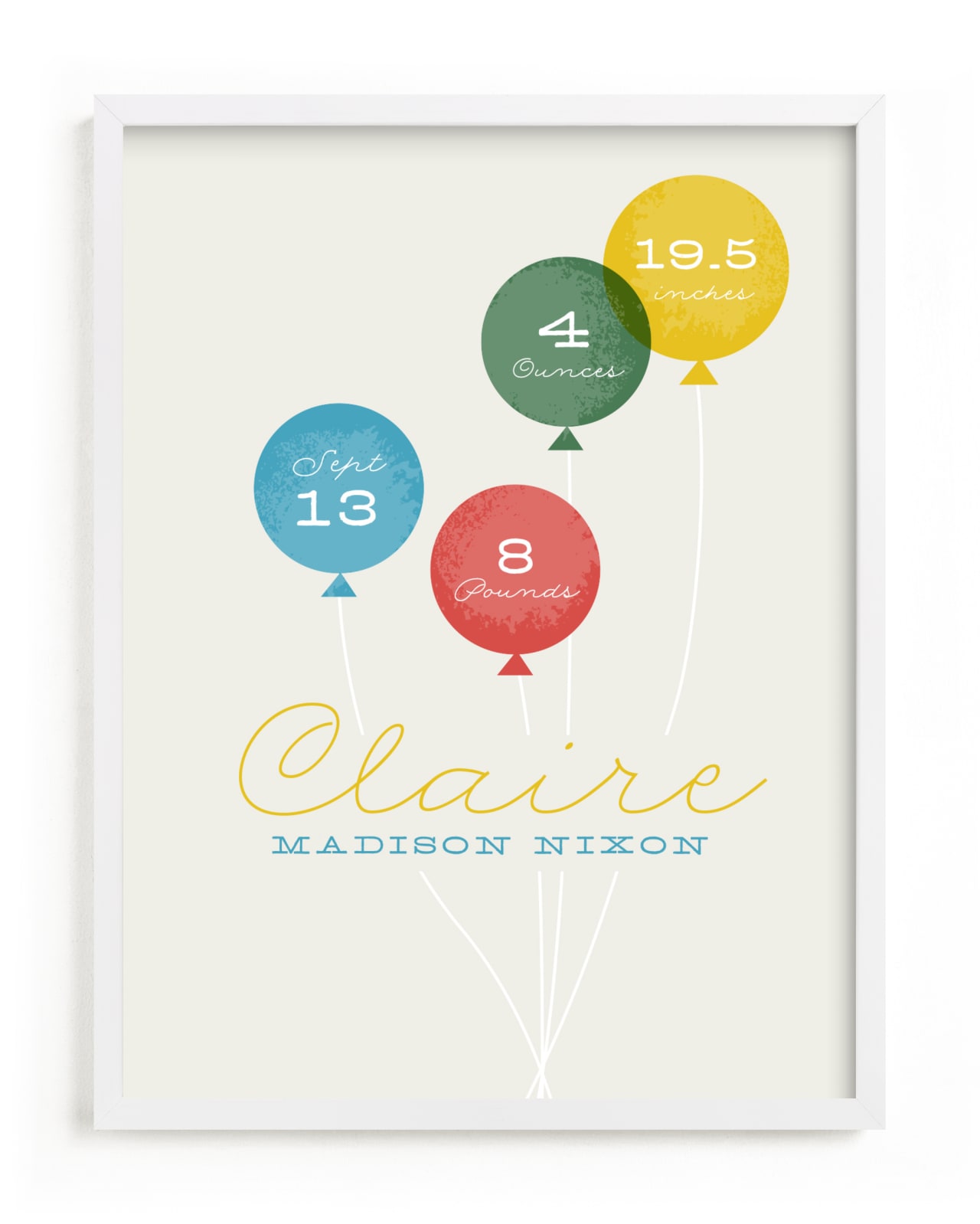 This is a colorful nursery wall art by Stacey Meacham called Baby balloons.
