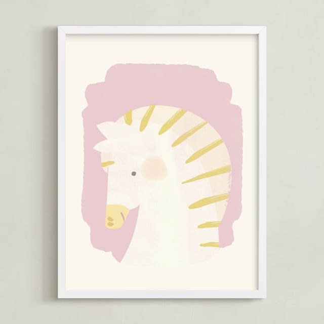 "Valentine Zoo Zebra" - Art Print in Purple by Lori Wemple - Framed