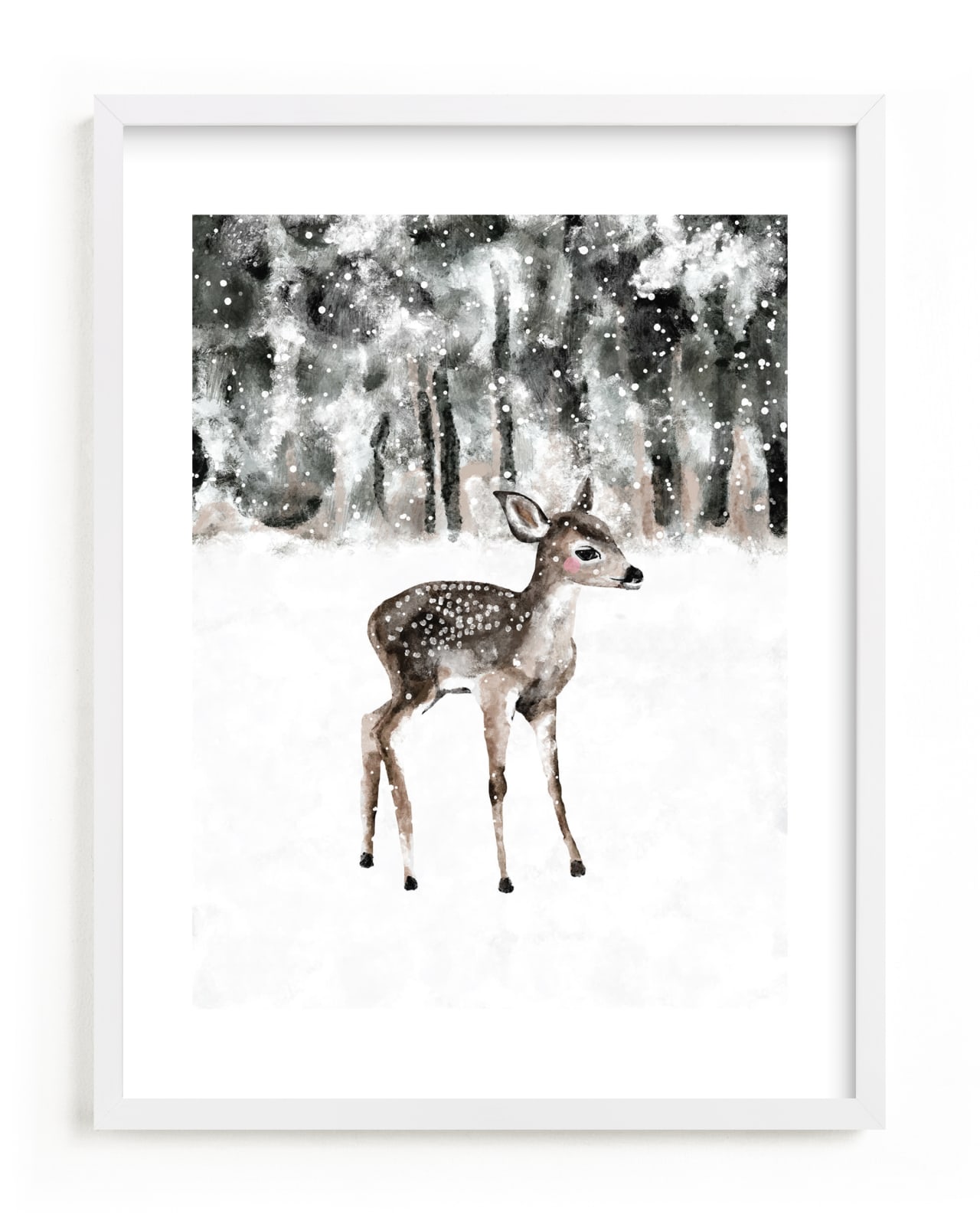 "winter baby deer" - Limited Edition Art Print by Cass Loh in beautiful frame options and a variety of sizes.