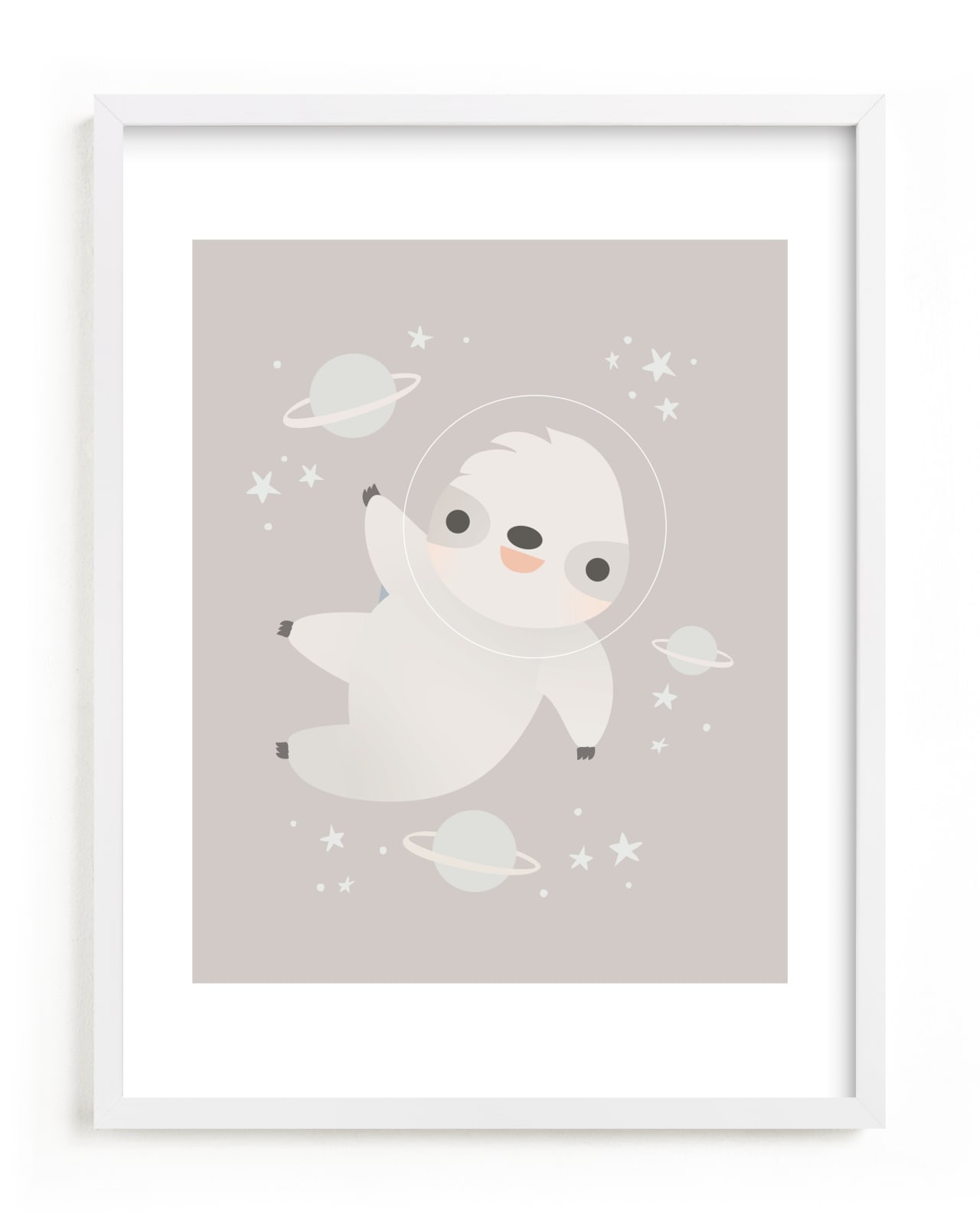 "Sloth in Space" - Limited Edition Art Print by Lori Wemple in beautiful frame options and a variety of sizes.