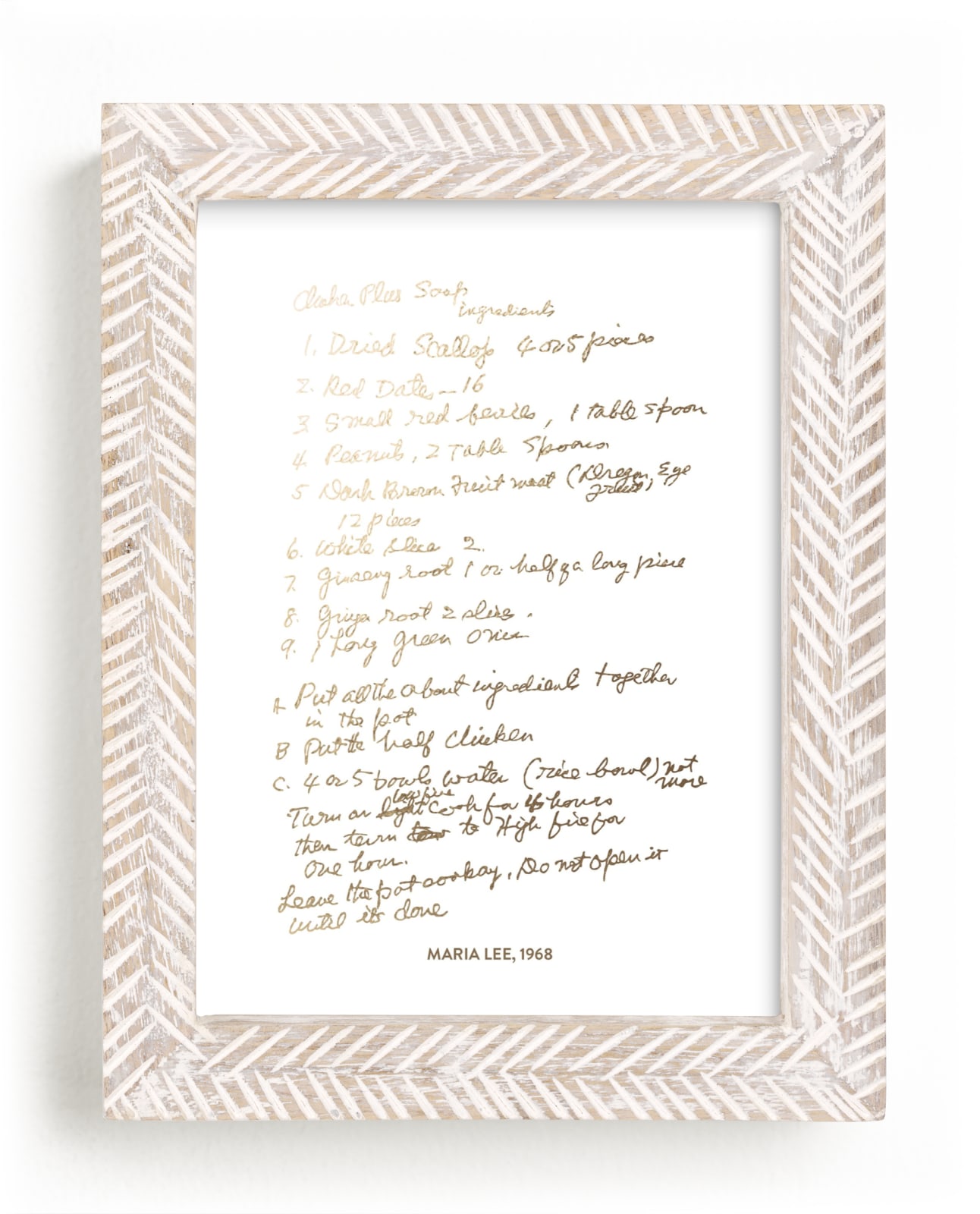 This is a gold photos to art by Minted called Your Recipe as a Foil Art Print.