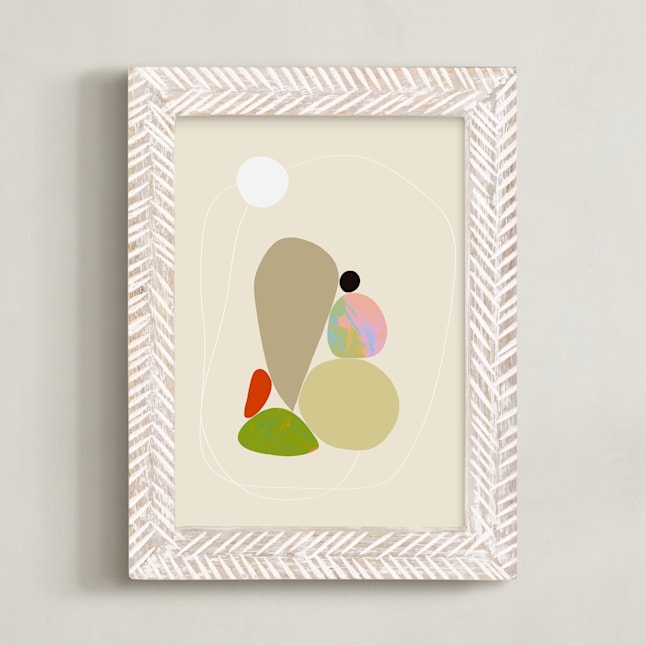 "Poetic Shapes 1" - Art Print in Fresh Linen by Dominique Vari - Framed