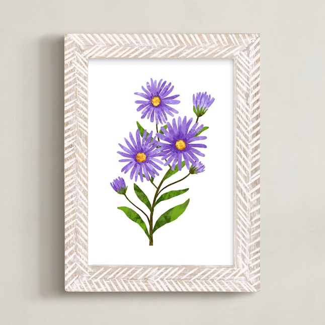 "Aster Flowers" - Art Print in Lavender by Alf and Auguri - Framed