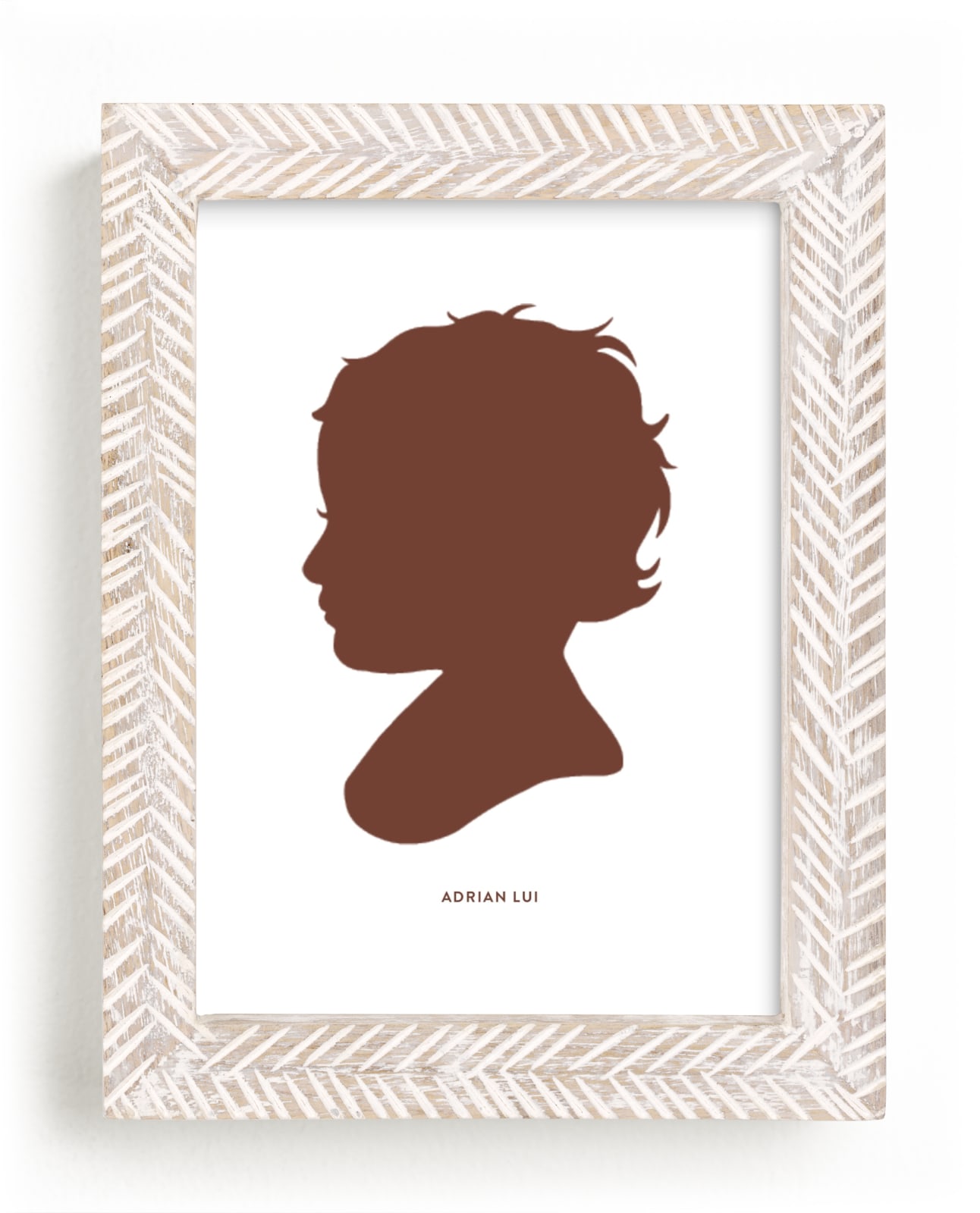 This is a brown, red silhouette art by Minted called Custom Silhouette Art.