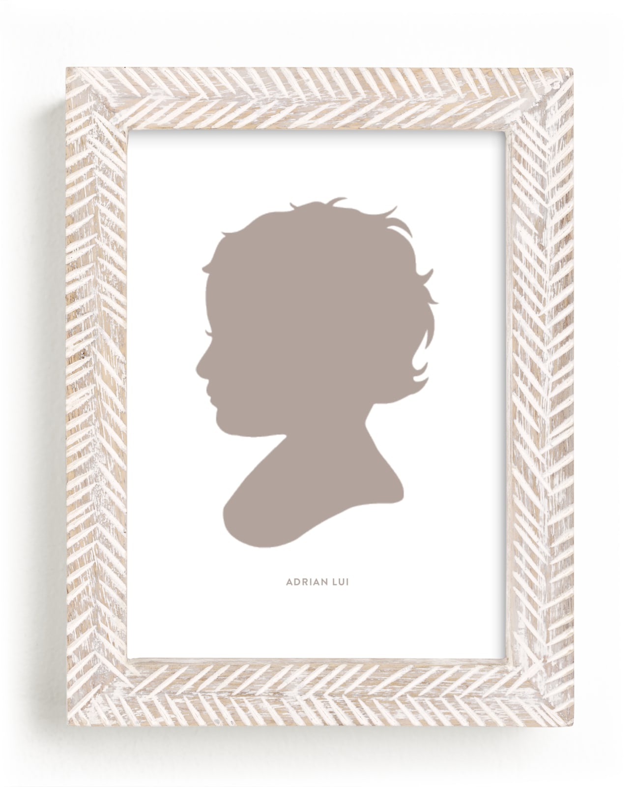 This is a brown, pink silhouette art by Minted called Custom Silhouette Art.
