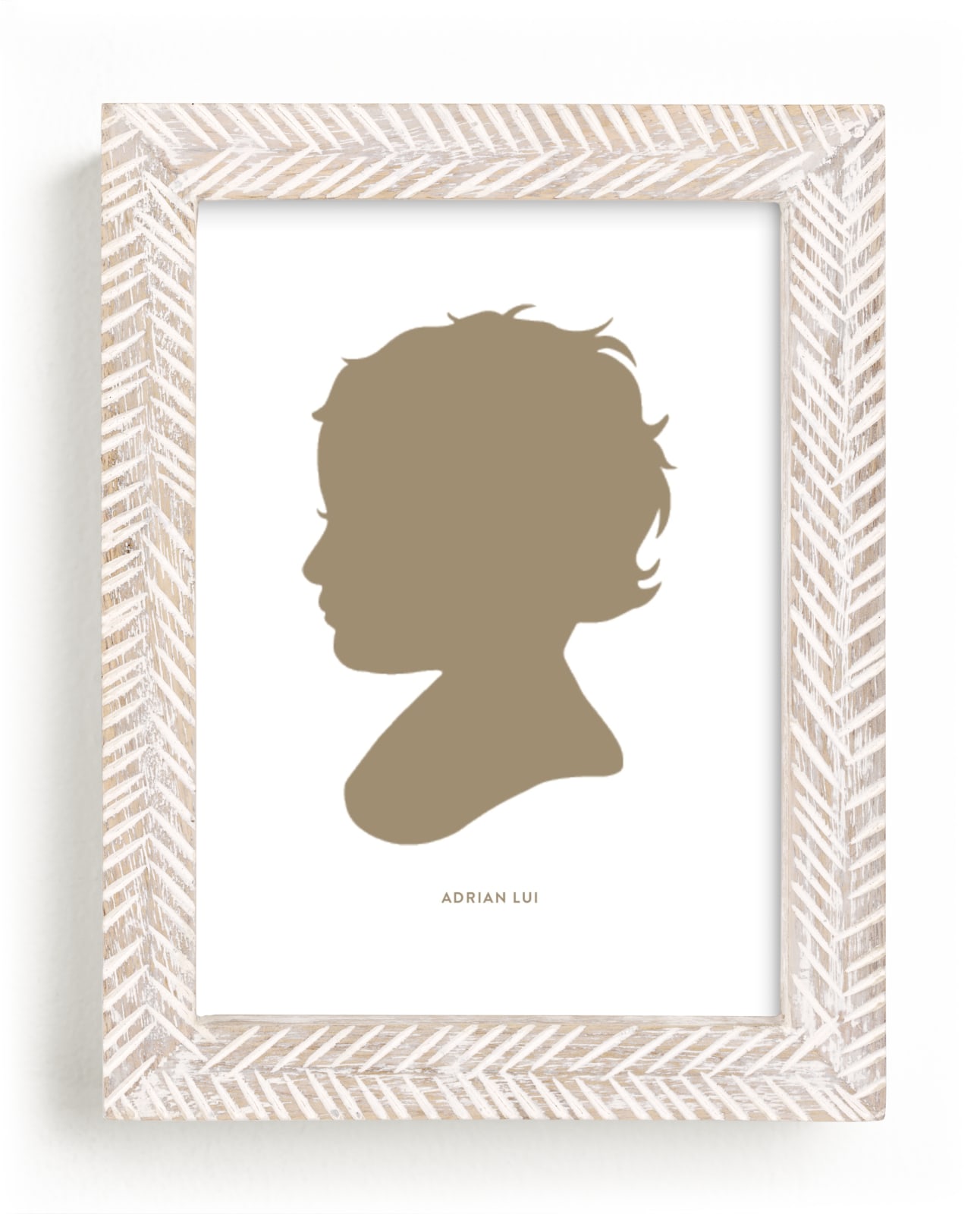 This is a brown, beige silhouette art by Minted called Custom Silhouette Art.