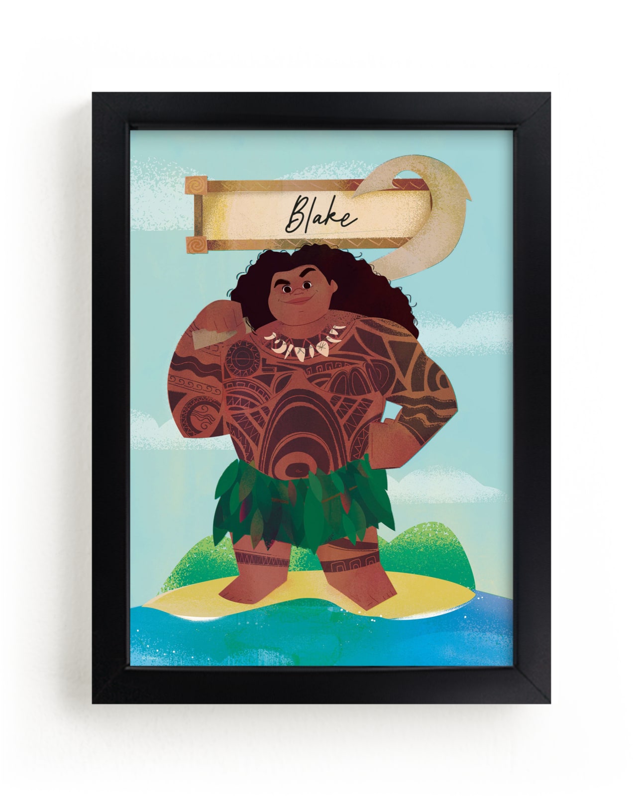 "Maui the Wayfinder from Disney's Moana" - Disney Custom Open Edition Children's Art Print by Lori Wemple in beautiful frame options and a variety of sizes.