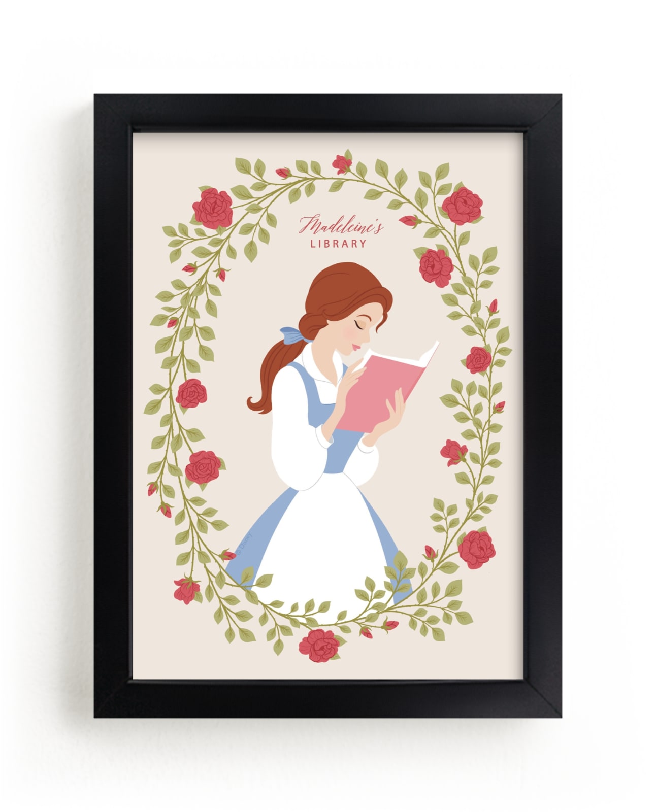 "Disney's Belle Library" - Disney Children's Custom Art Print by Jamie Alexander in beautiful frame options and a variety of sizes.
