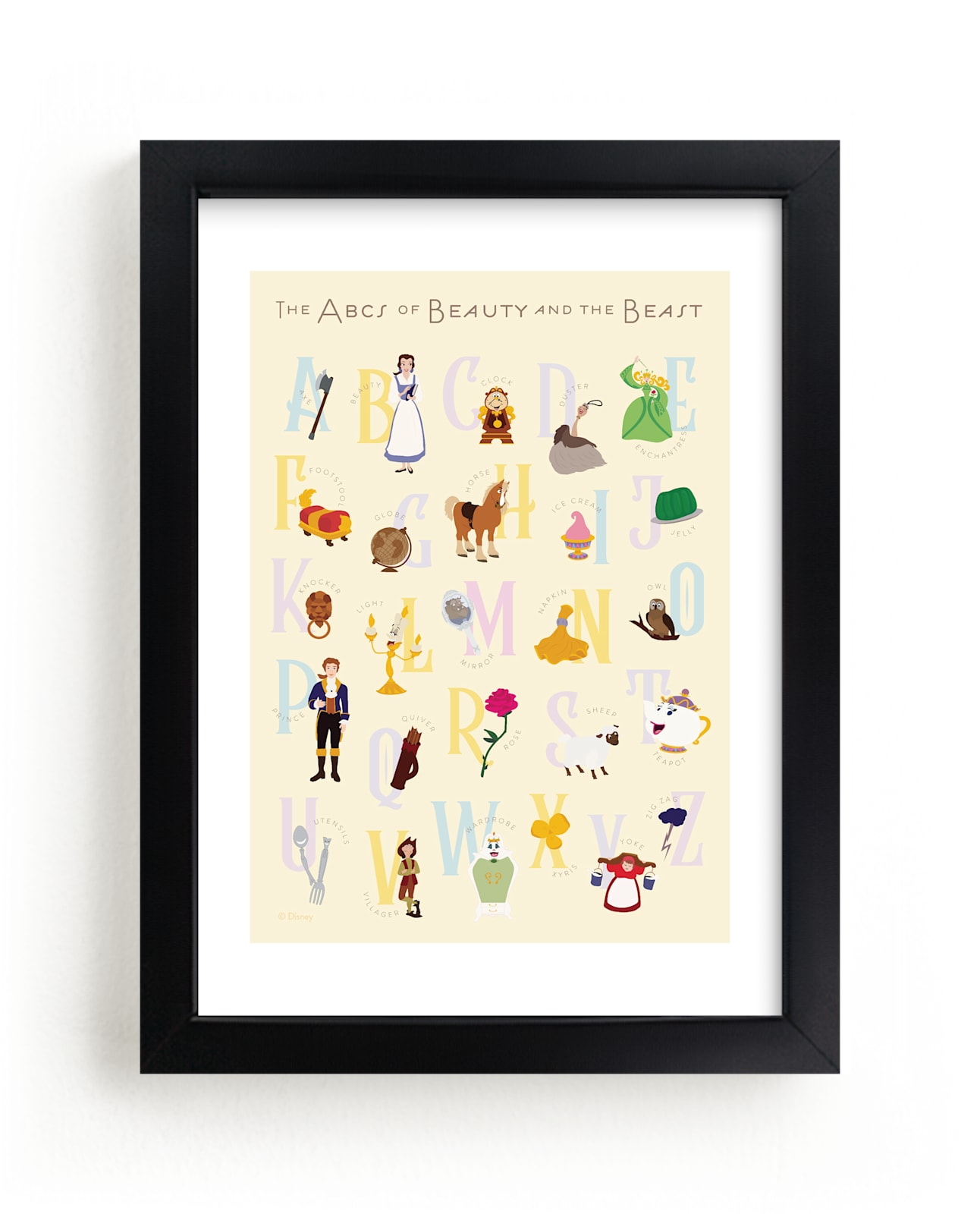 "The ABCs of Disney's Beauty and the Beast" - Limited Edition Art Print by Christie Kelly in beautiful frame options and a variety of sizes.