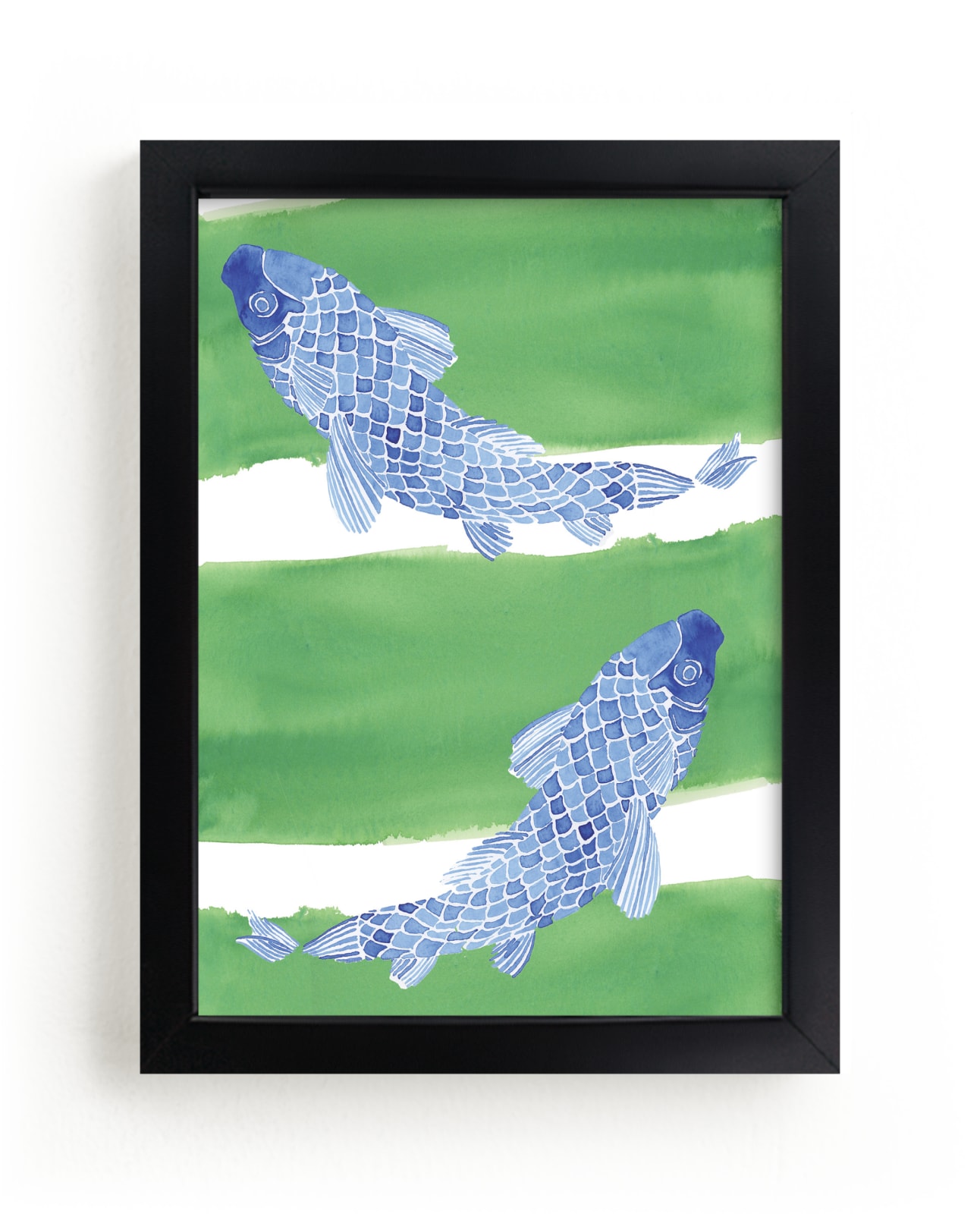 "Swimming Carp" - Limited Edition Art Print by Emily Bremner Forbes in beautiful frame options and a variety of sizes.