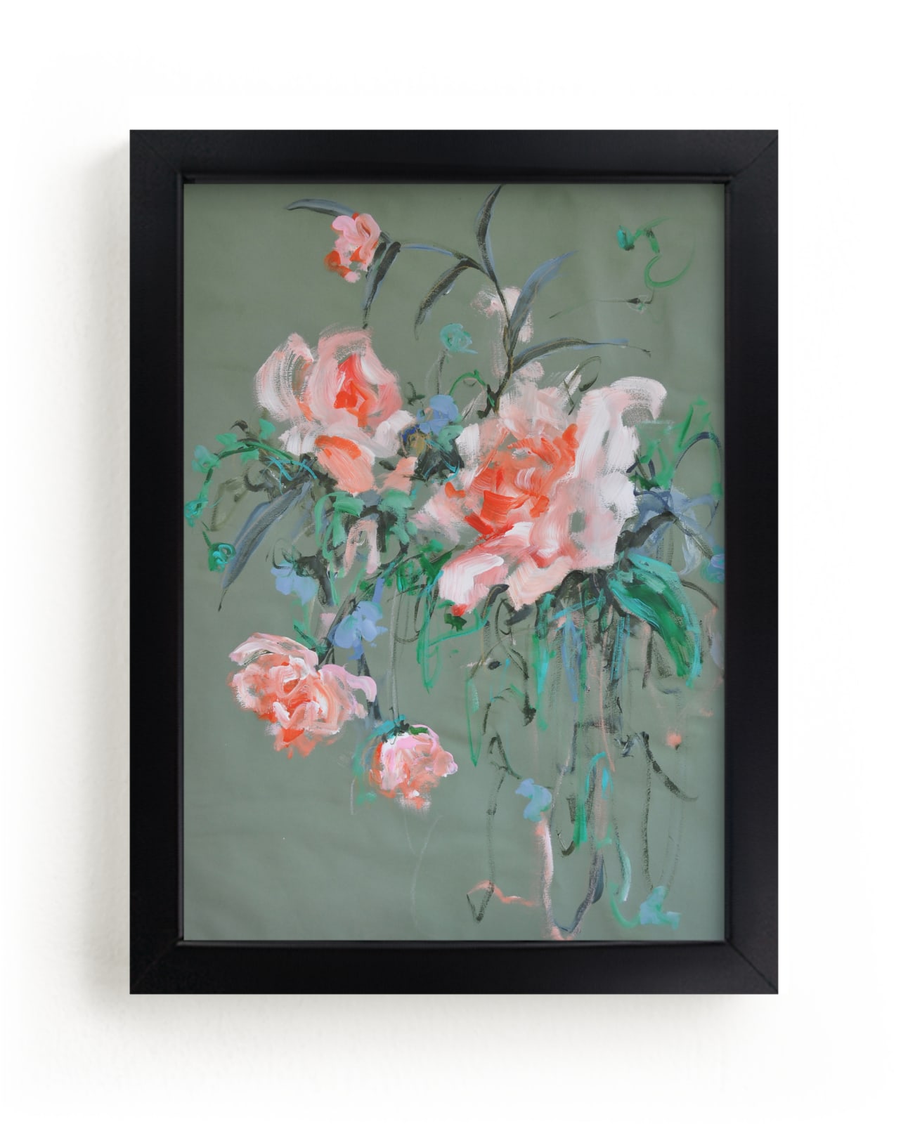 "Arrangement in Rose & Teal" - Limited Edition Art Print by Sonal Nathwani in beautiful frame options and a variety of sizes.