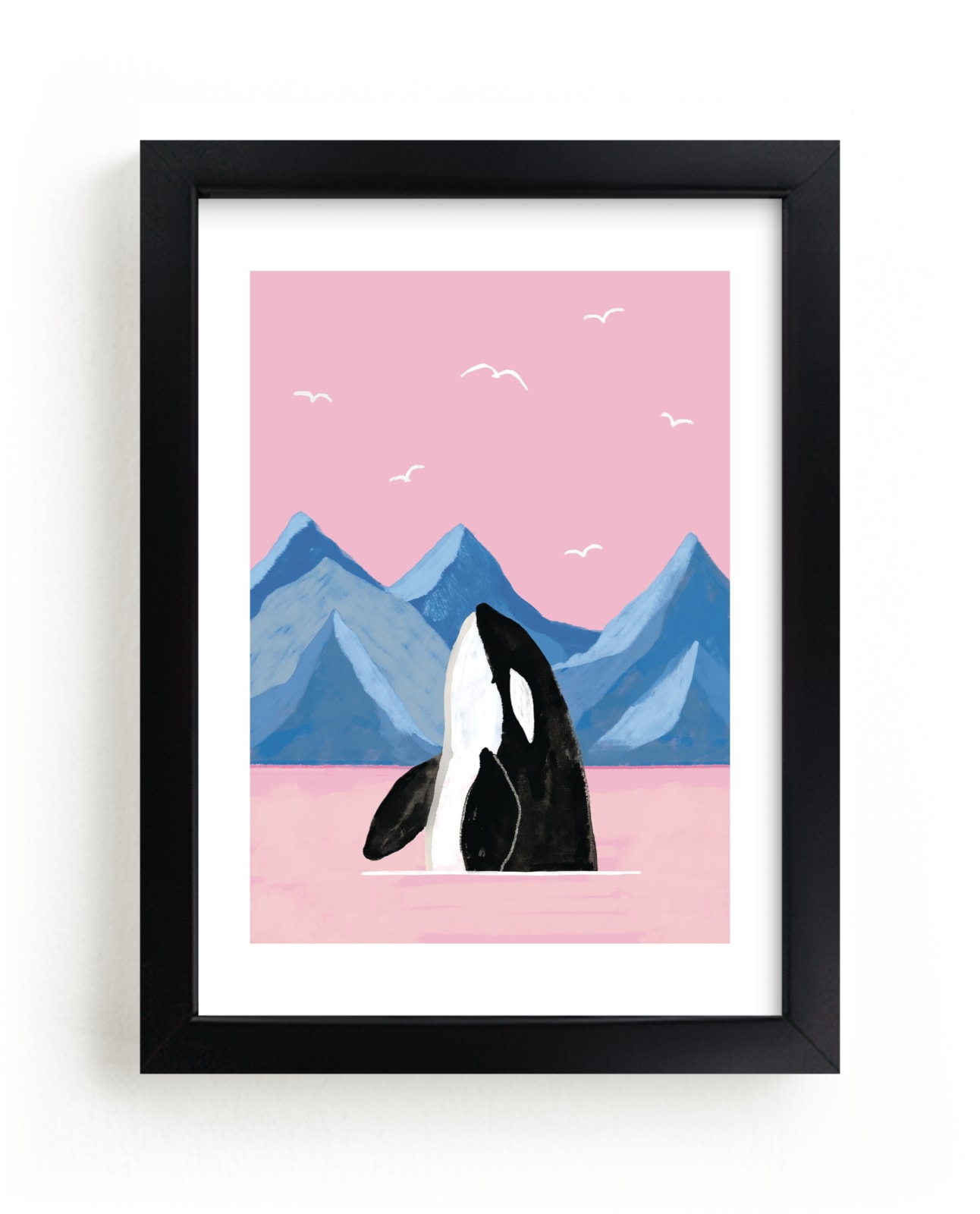 "pink sea and orca" - Limited Edition Art Print by Cass Loh in beautiful frame options and a variety of sizes.