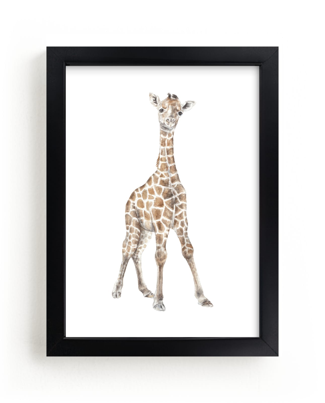 "Baby Giraffe Watercolor" by Lauren Rogoff in beautiful frame options and a variety of sizes.