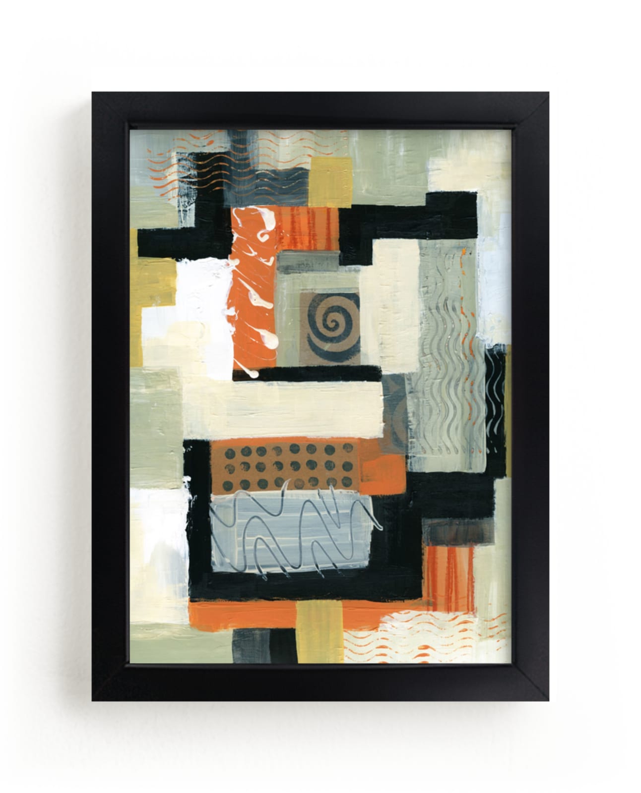 "Urban Quilt I" - Art Print in Melon by Laura Bolter - Framed