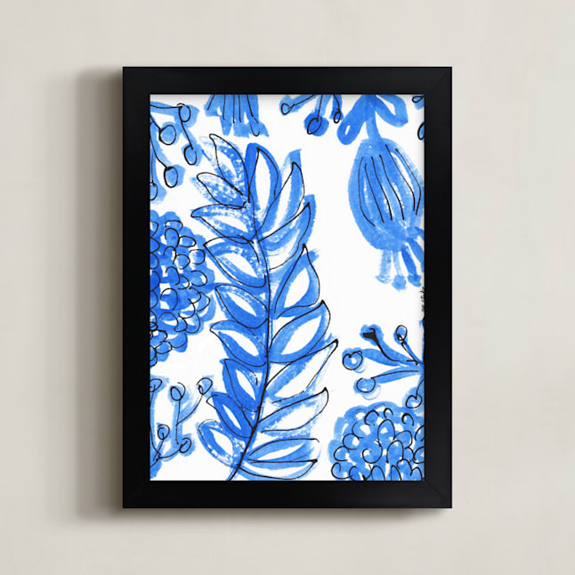 "floral" - Art Print in Vintage Blue by CAROLINA LEONI - Framed