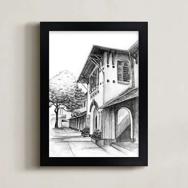 "My high school" - Art Print in Sketchy by Tung Tram - Framed