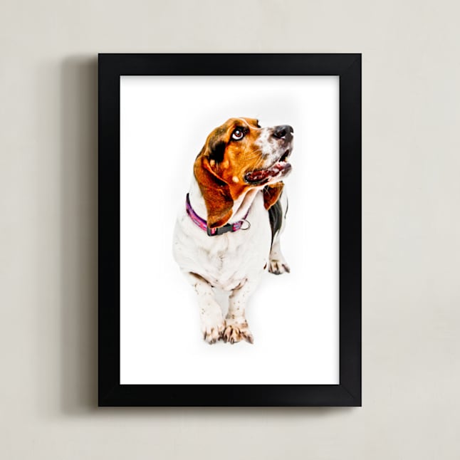 "Happy Basset" - Art Print in Rusty red by Katrina Leandro - Framed