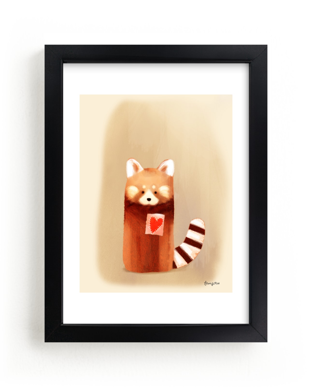 "Heart Red Panda" - Art Print by Tracy Ann in beautiful frame options and a variety of sizes.