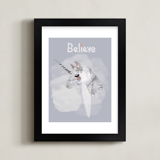 " BELIEVE " - Art Print in Misty Grey by Acadreamia Designs - Framed