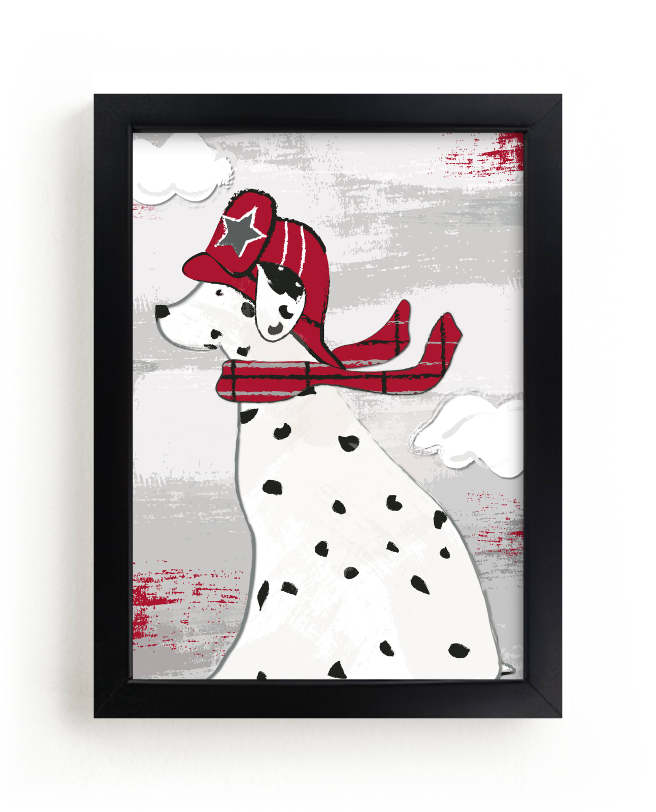 "Dalmatian Fire Truck Dog" - Art Print by Rebecca Marchese in beautiful frame options and a variety of sizes.