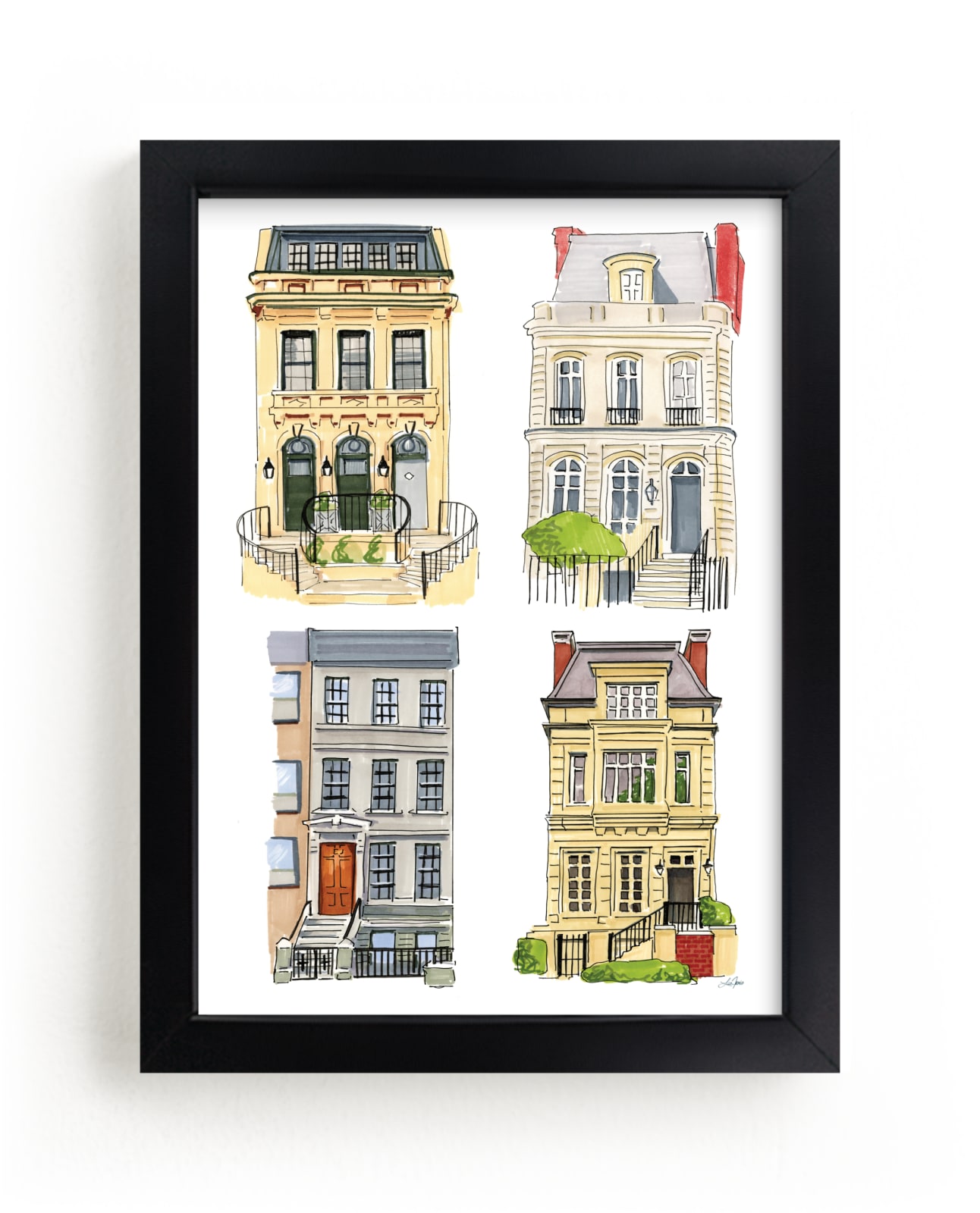 "Townhouses" by Lisa Travis in beautiful frame options and a variety of sizes.