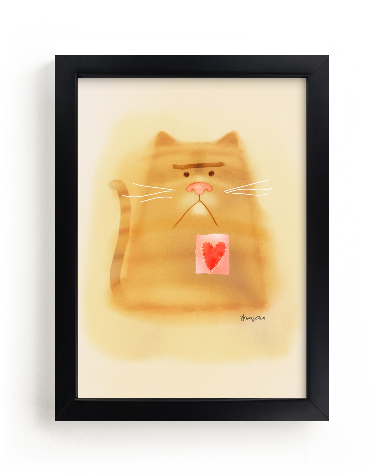 "Grumpy Heart Cat 1" by Tracy Ann in beautiful frame options and a variety of sizes.