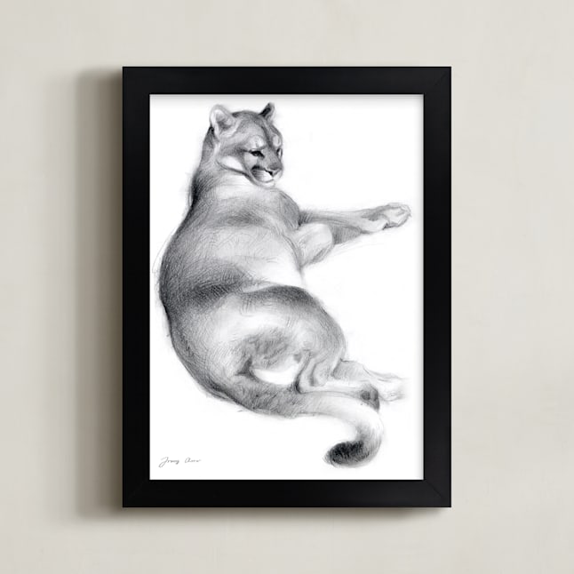"Puma" - Art Print in stormcloud by Tracy Ann - Framed