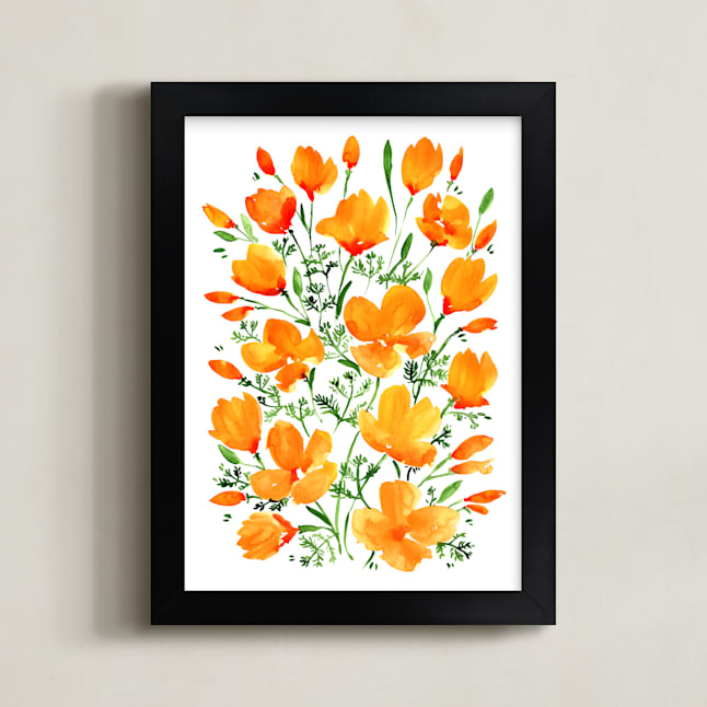 Watercolor California poppies bouquet