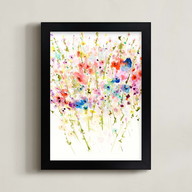 "Flourishing Wildflowers" - Art Print in Rose by Lindsay Megahed - Framed