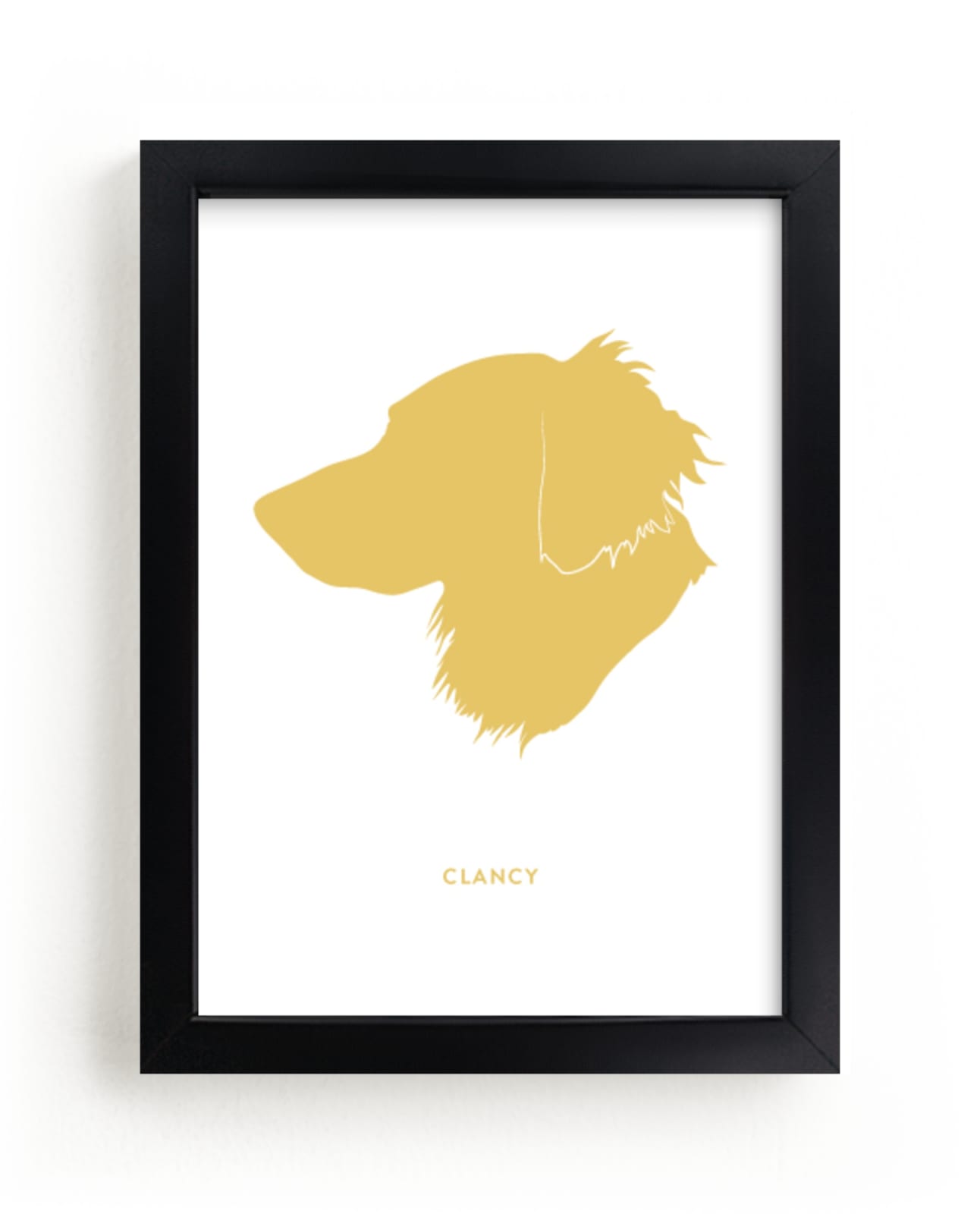 This is a yellow silhouette art by Minted called Custom Pet Silhouette Art.