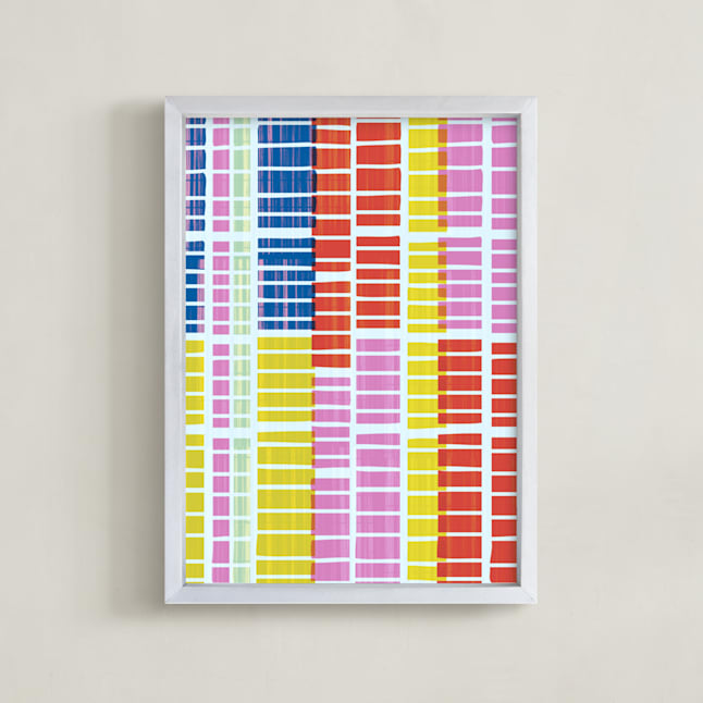"Gridlocked" - Art Print in Lemon by Jane Colvin - Framed
