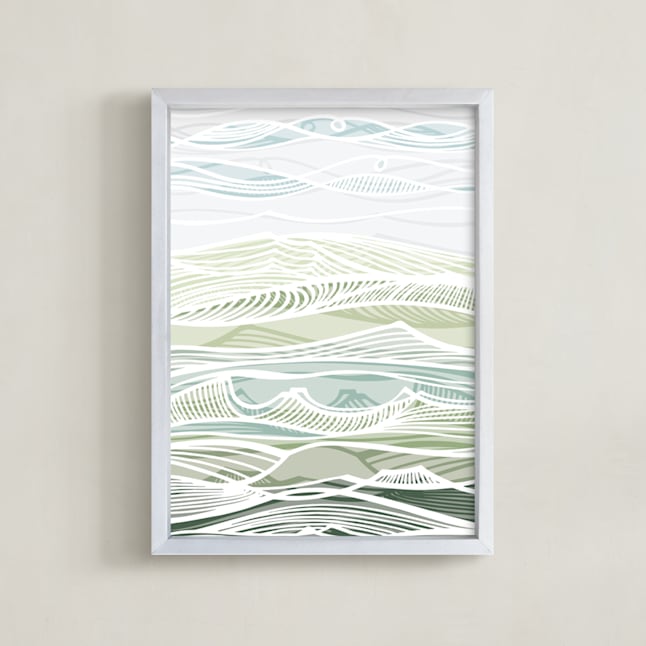 "Across the Plains" - Art Print in Celadon Green by Gill Eggleston - Framed