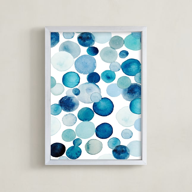 "Bubbly - blue tonic" - Art Print in blue tonic by Kiana Lee - Framed