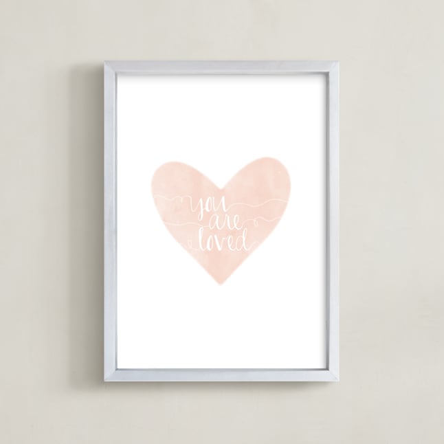 "So Loved" - Art Print in Peach by Kayley Miller - Framed