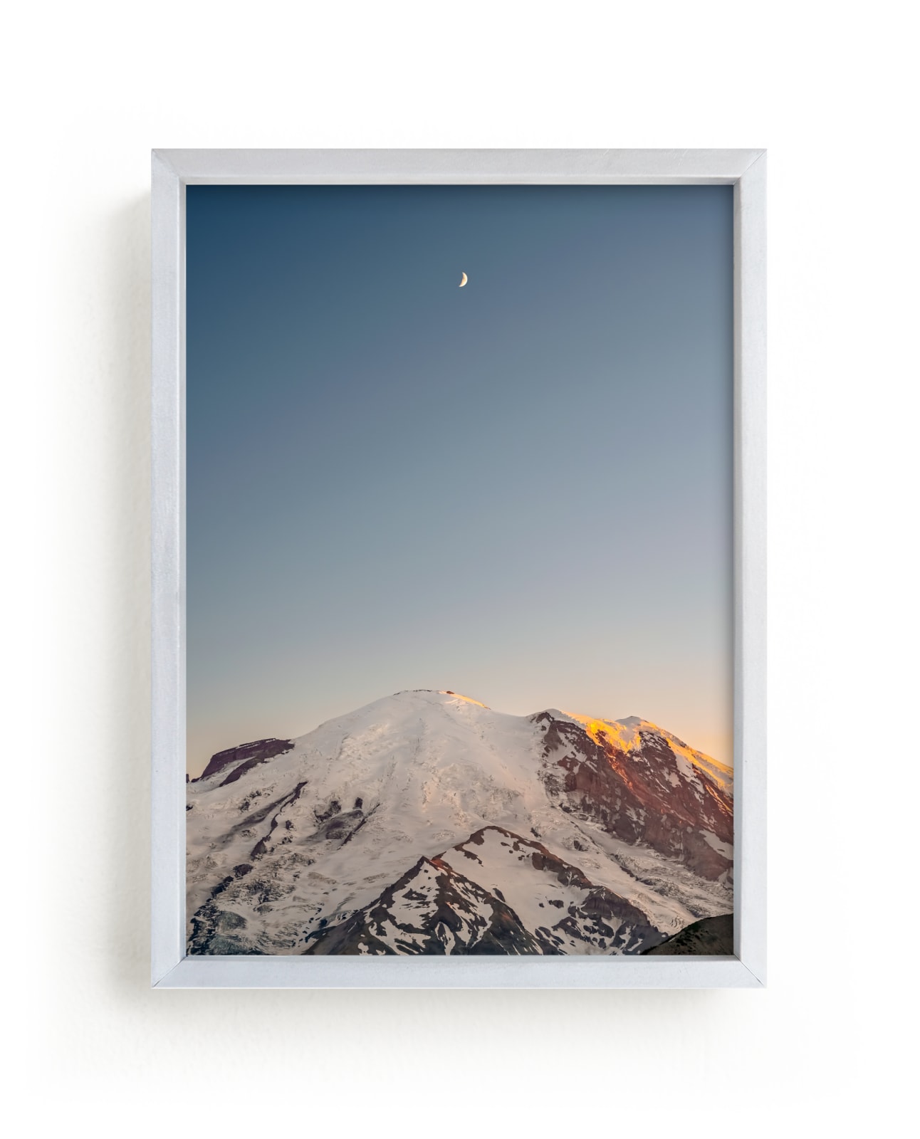 "Crescent Over Rainier" by Abby Ehntholt in beautiful frame options and a variety of sizes.
