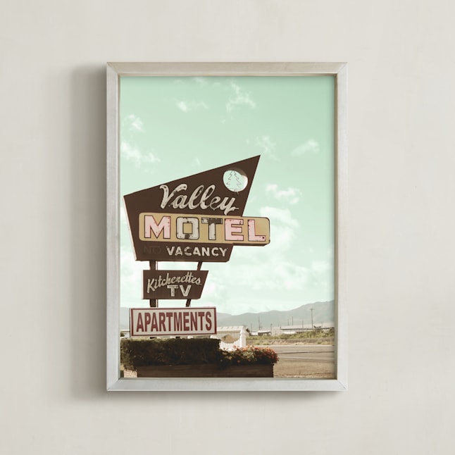 "Valley Motel" - Art Print in Mist by Elky Ink - Framed