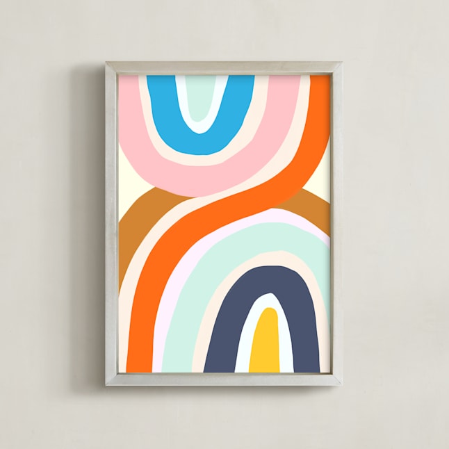 "Swish" - Art Print in Tangerine by Haley Warner - Framed