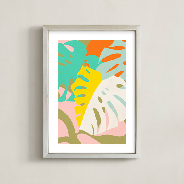 "Tropical Vibes" - Art Print in Olive Green by Dominique Vari - Framed