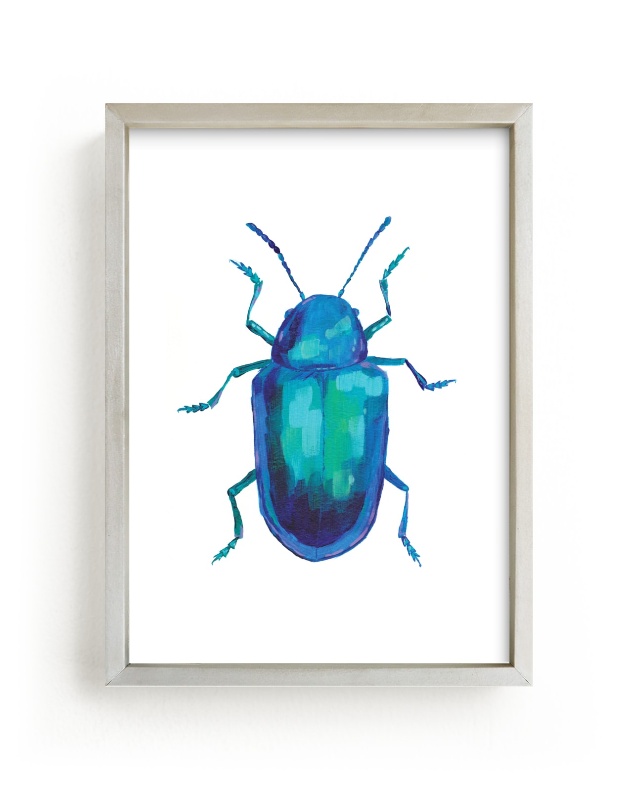 "Cobalt Milkweed Beetle" - Art Print by Holly Whitcomb in beautiful frame options and a variety of sizes.